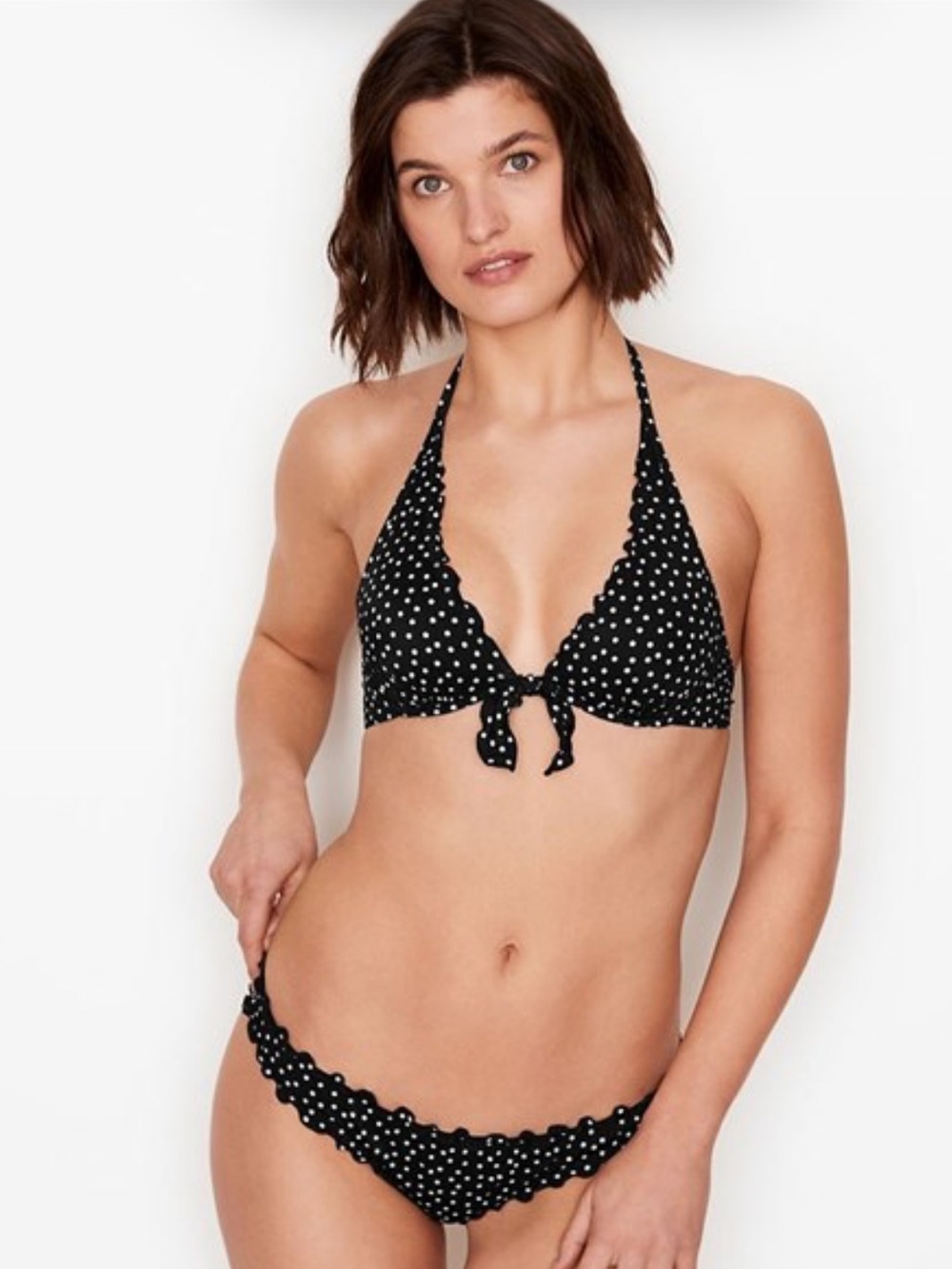 Victoria's Secret Capri Ruffle Halter Bikini Top Polka Dot